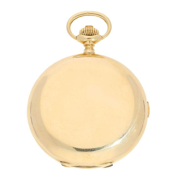 Swiss gold hunting cased quarter repeater Circa 1910 Swiss gold hunting cased quarter repeater Circa 1910