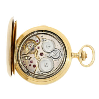 Swiss gold hunting cased quarter repeater Circa 1910 Swiss gold hunting cased quarter repeater Circa 1910