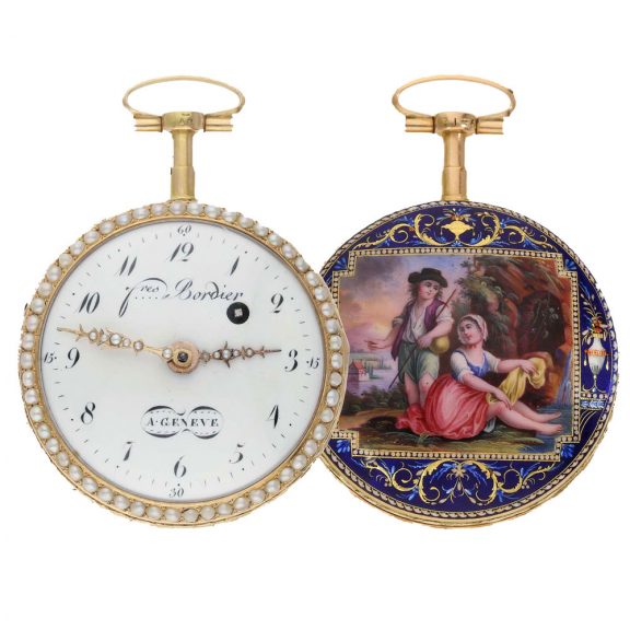 Swiss 18 carat gold and enamel verge pocket watch Circa 1780 Swiss 18 carat gold and enamel verge pocket watch Circa 1780