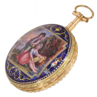 Swiss 18 carat gold and enamel verge pocket watch Circa 1780