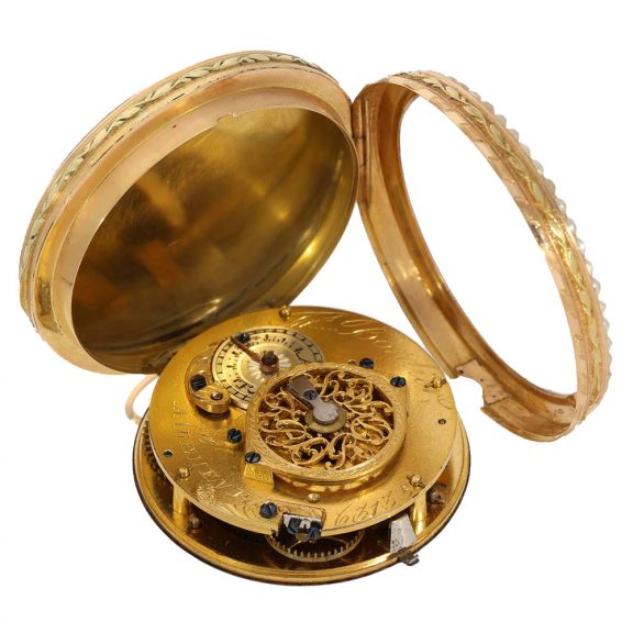 Swiss 18 carat gold and enamel verge pocket watch Circa 1780 Swiss 18 carat gold and enamel verge pocket watch Circa 1780