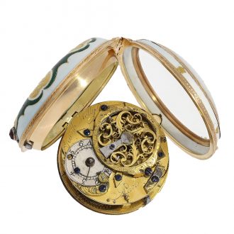 French gold enamel verge watch with floral case decoration Circa 1740