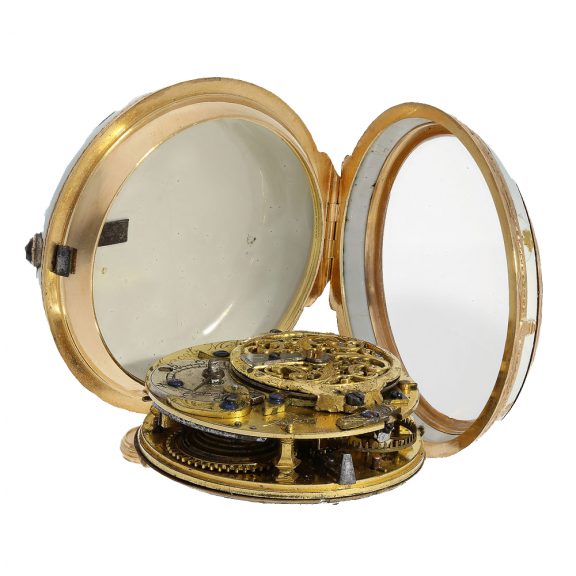 French gold enamel verge watch with floral case decoration Circa 1740 French gold enamel verge watch with floral case decoration Circa 1740