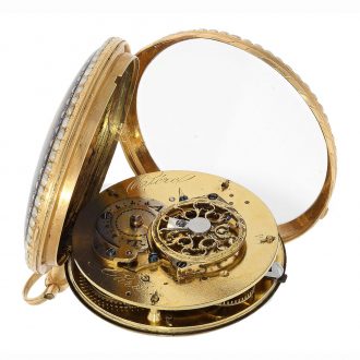 The movement has a spindle escapement