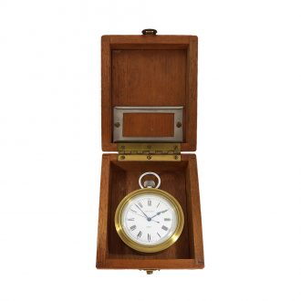 Swiss silver chronometer deck watch in mahogany box Circa 1942