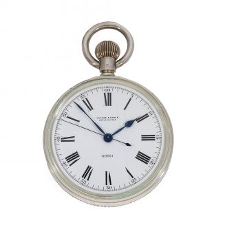 Swiss silver chronometer deck watch in mahogany box Circa 1942