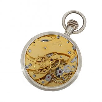 Swiss silver chronometer deck watch in mahogany box Circa 1942
