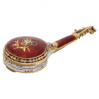 Swiss 18 carat gold and enamel mandolin form watch Circa 1810