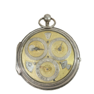 English silver astronomical watch with six complications Circa 1690