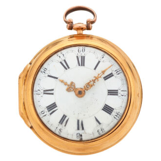 Dutch verge pocket watch in 22k gold pair cases Circa 1763