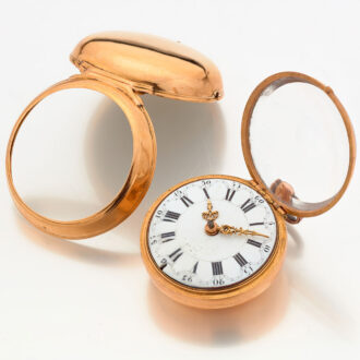 Dutch verge pocket watch in 22k gold pair cases Circa 1763
