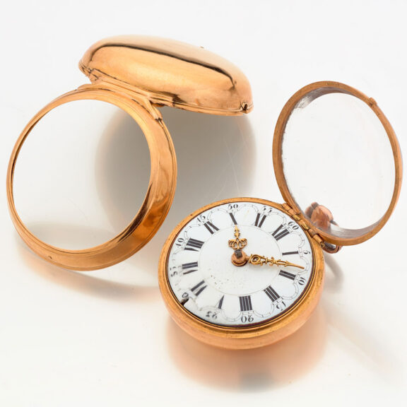 Dutch verge pocket watch in 22k gold pair cases Circa 1763 Dutch verge pocket watch in 22k gold pair cases Circa 1763