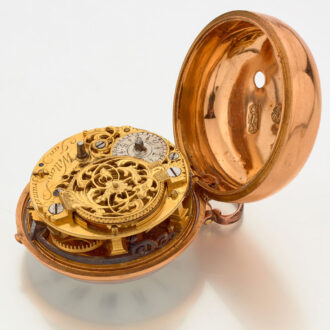 Dutch verge pocket watch in 22k gold pair cases Circa 1763