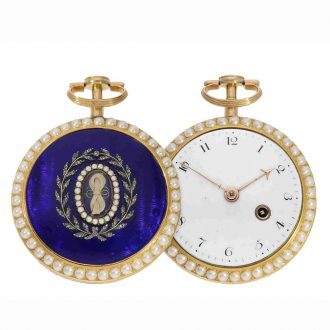 English gold enamel pocket watch with a very early anchor escapement Circa 1790