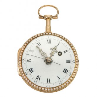 Swiss gold and enamel watch with center seconds Circa 1780