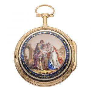 Swiss gold and enamel watch with center seconds Circa 1780