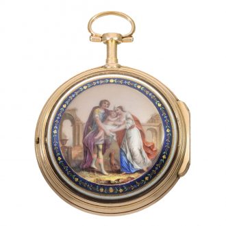 Swiss gold and enamel watch with center seconds Circa 1780