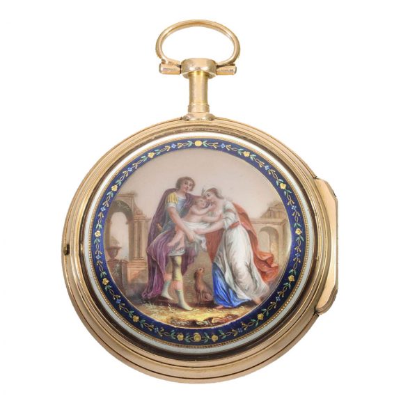 Swiss gold and enamel watch with center seconds Circa 1780