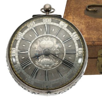 English silver carriage clock with transport box Circa 1700