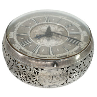 English silver carriage clock with transport box Circa 1700