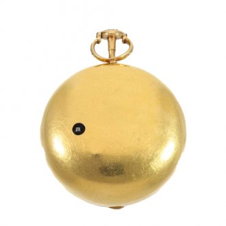 English gold repoussé verge watch with enamel case Circa 1762
