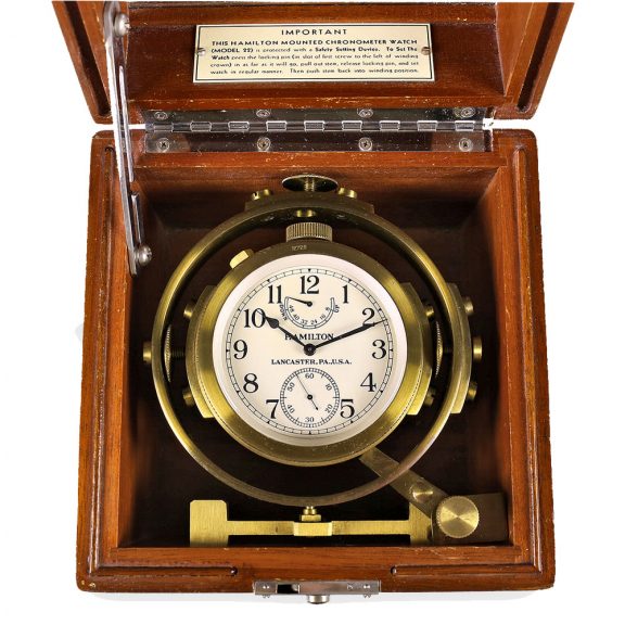 American marine chronometer from WWII with power reserve indicator Circa 1943