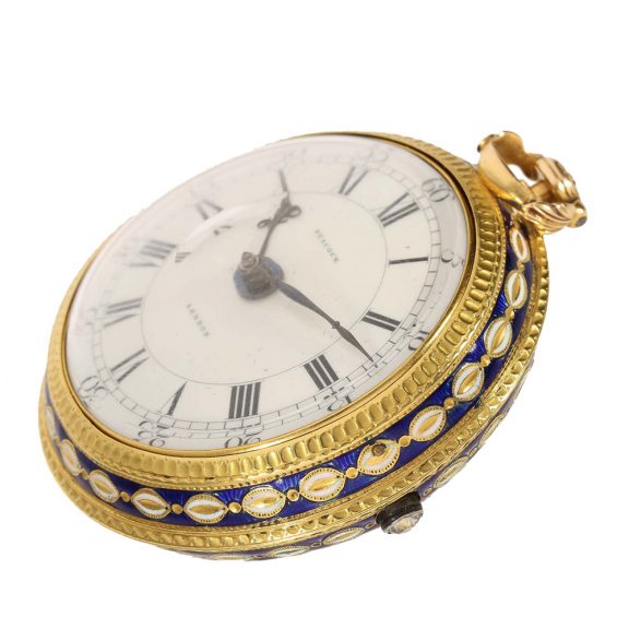 English 18 carat gold and enamel cylinder watch England 1774 English 18 carat gold and enamel cylinder watch England 1774