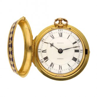 English 18 carat gold and enamel cylinder watch England 1774