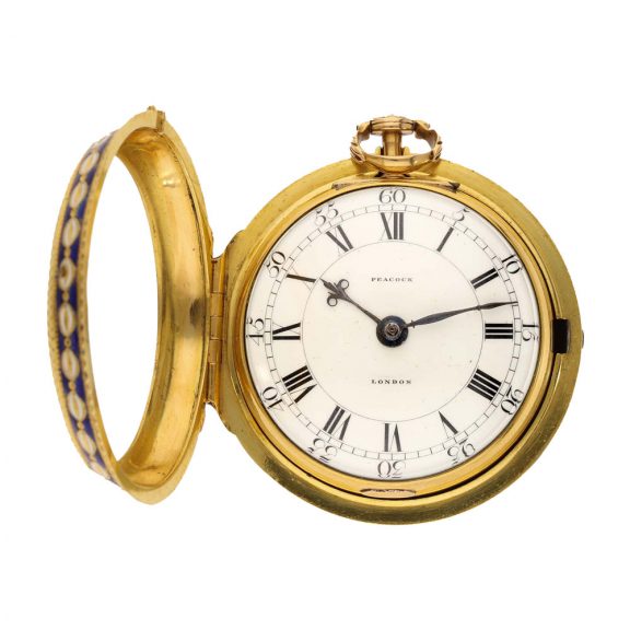 English 18 carat gold and enamel cylinder watch England 1774 English 18 carat gold and enamel cylinder watch England 1774