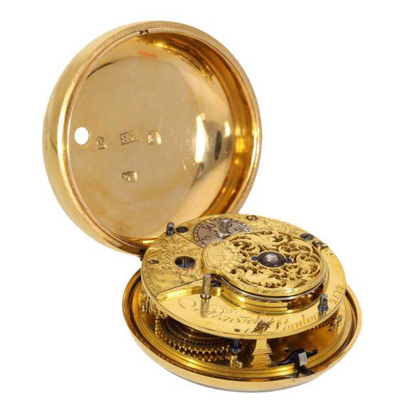 English 18 carat gold and enamel cylinder watch England 1774 English 18 carat gold and enamel cylinder watch England 1774