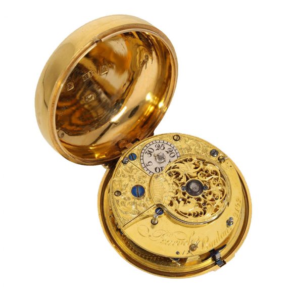 English 18 carat gold and enamel cylinder watch England 1774 English 18 carat gold and enamel cylinder watch England 1774