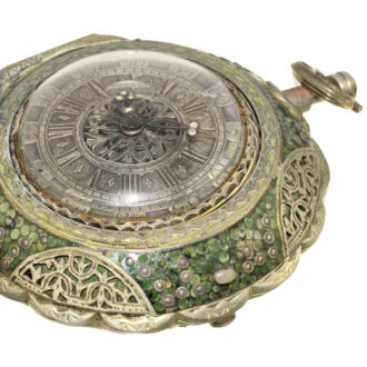 English silver small coach clock repeater with jewels Circa 1692