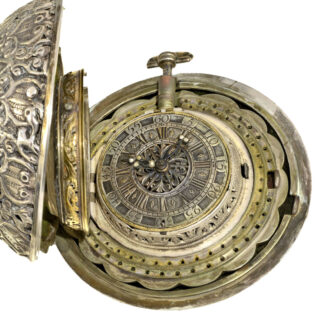 English silver small coach clock repeater with jewels Circa 1692