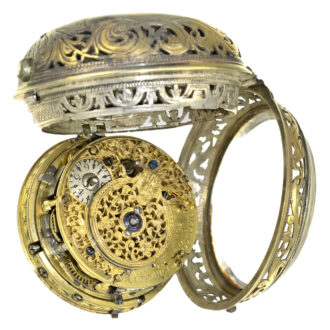 English silver small coach clock repeater with jewels Circa 1692