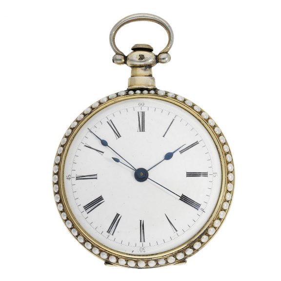 The white enamel dials have an outer ring with Arabic numerals for the minutes and the centre seconds The white enamel dials have an outer ring with Arabic numerals for the minutes and the centre seconds