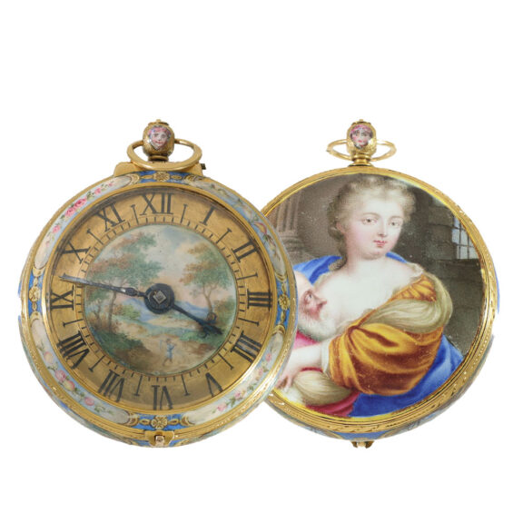 French 22 Carat gold and enamel pendant watch Circa 1685