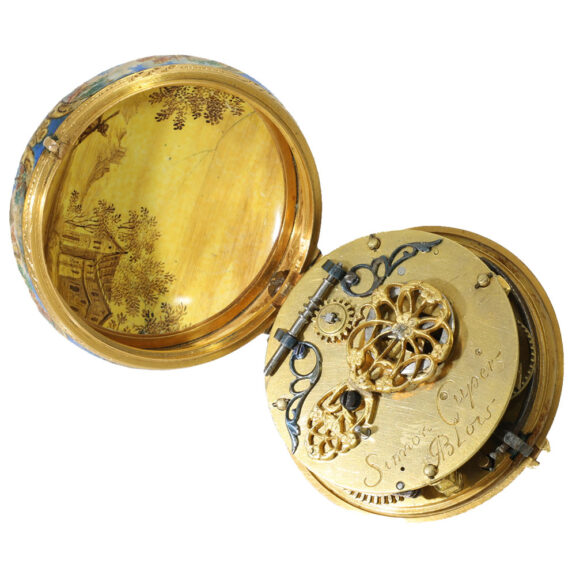 French 22 Carat gold and enamel pendant watch Circa 1685 French 22 Carat gold and enamel pendant watch Circa 1685