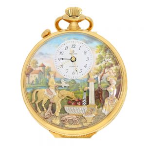 Swiss musical lever watch with automaton and alarm Circa 2010