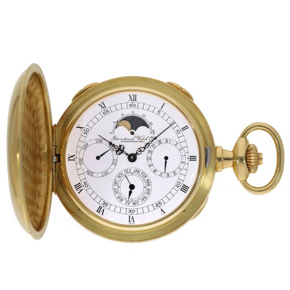 Swiss 18K gold hunting cased astronomical lever watch Circa 1980