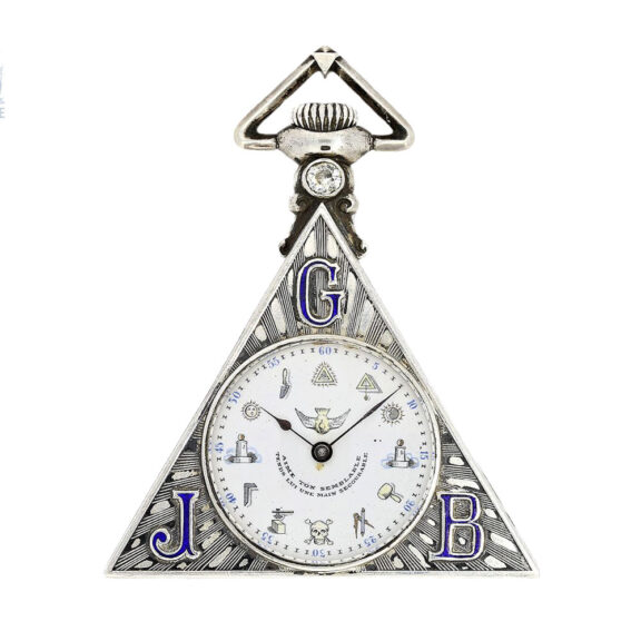 Rare Swiss silver triangular form Masonic watch Circa 1930