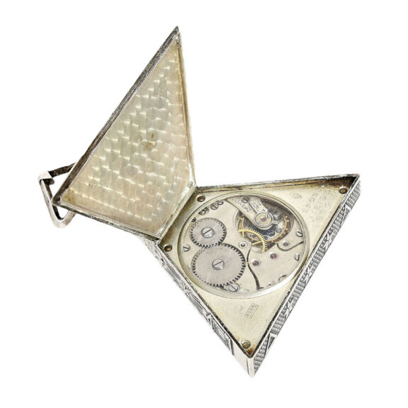 Rare Swiss silver triangular form Masonic watch Circa 1930 Rare Swiss silver triangular form Masonic watch Circa 1930
