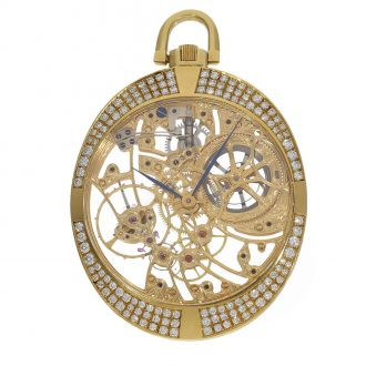 Swiss gold and diamond set skeletonized dress watch Circa 1990