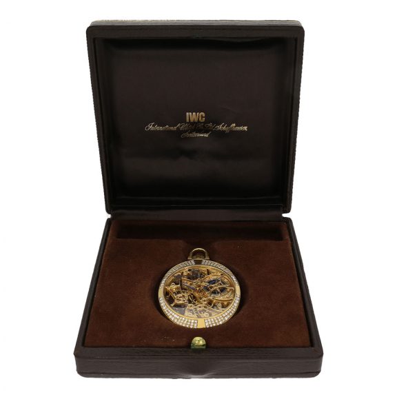 Swiss gold and diamond set skeletonized dress watch Circa 1990 Swiss gold and diamond set skeletonized dress watch Circa 1990