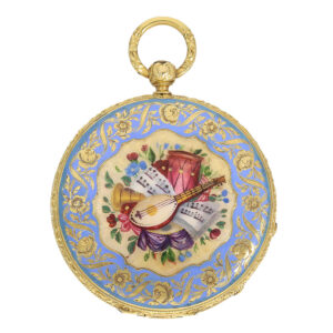 Swiss gold enamel hunting case pocket watch Circa 1830
