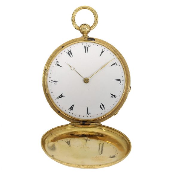 The white enamel dial with Ottoman numerals the original hour hand and a “later minute” hand The white enamel dial with Ottoman numerals the original hour hand and a “later minute” hand