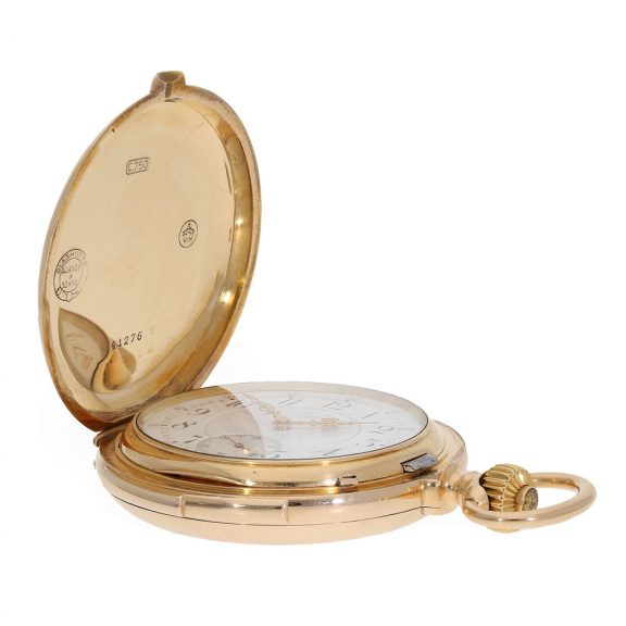 German 18 carat gold hunting cased quarter repeater Circa 1899 German 18 carat gold hunting cased quarter repeater Circa 1899