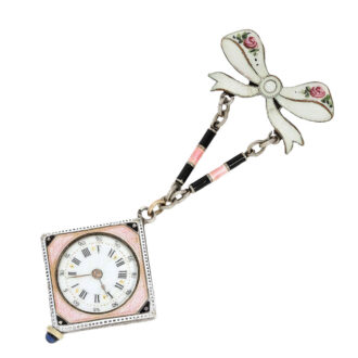 Swiss silver and enamel watch with brooch Circa 1900