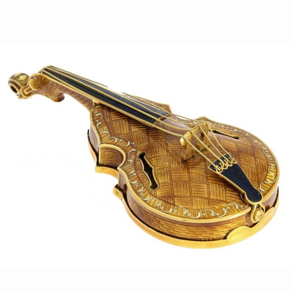 Swiss gold enamelled violin shaped pocket watch Circa 1820 Swiss gold enamelled violin shaped pocket watch Circa 1820