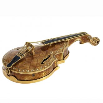 Swiss gold enamelled violin shaped pocket watch Circa 1820