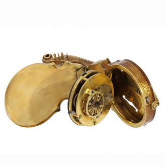 Swiss gold enamelled violin shaped pocket watch Circa 1820